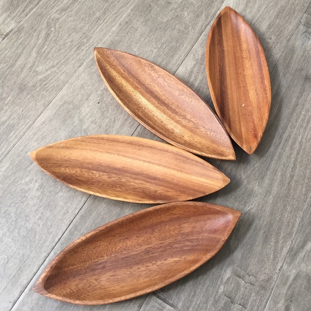 Wooden Appetizer Plate, Set of 4